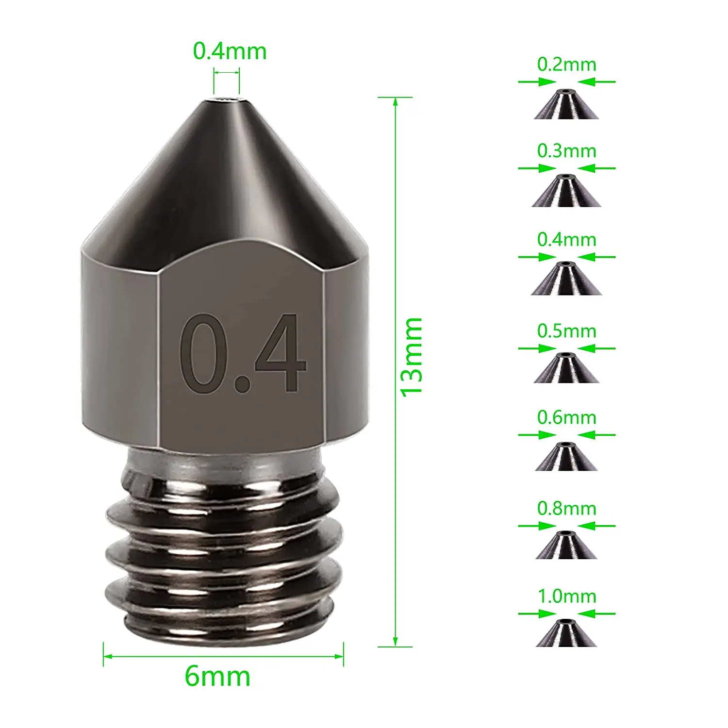 Creality Hardened Steel MK8 Nozzle for 3D Printers，Upgraded All Metal Nozzle for Ender 3 Ender-3 Pro S1 CR-10 Series