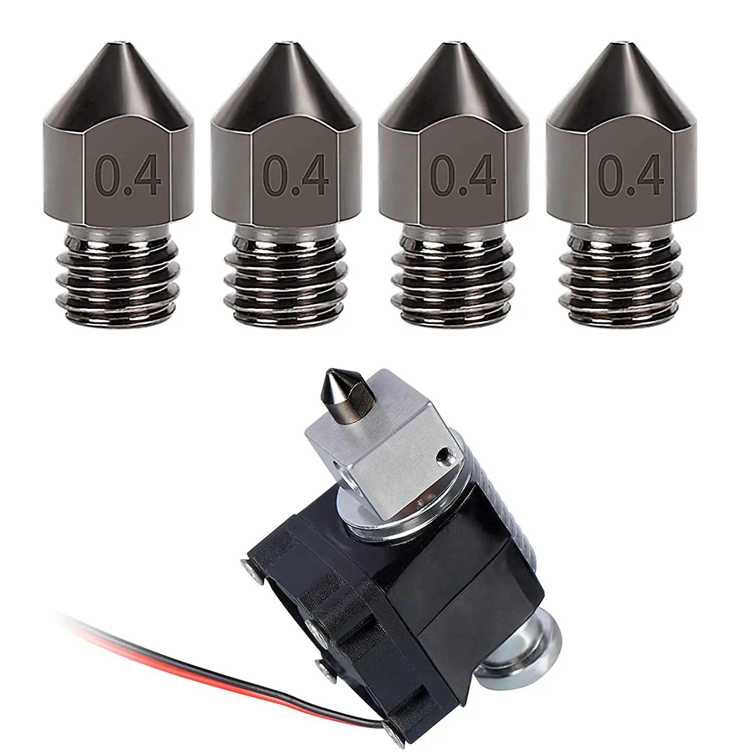 Creality Hardened Steel MK8 Nozzle for 3D Printers，Upgraded All Metal Nozzle for Ender 3 Ender-3 Pro S1 CR-10 Series