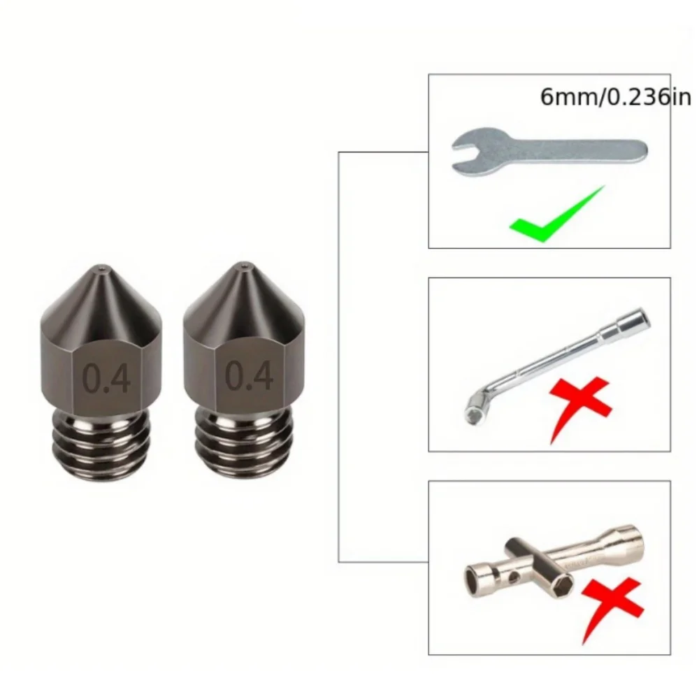 Creality Hardened Steel MK8 Nozzle for 3D Printers，Upgraded All Metal Nozzle for Ender 3 Ender-3 Pro S1 CR-10 Series