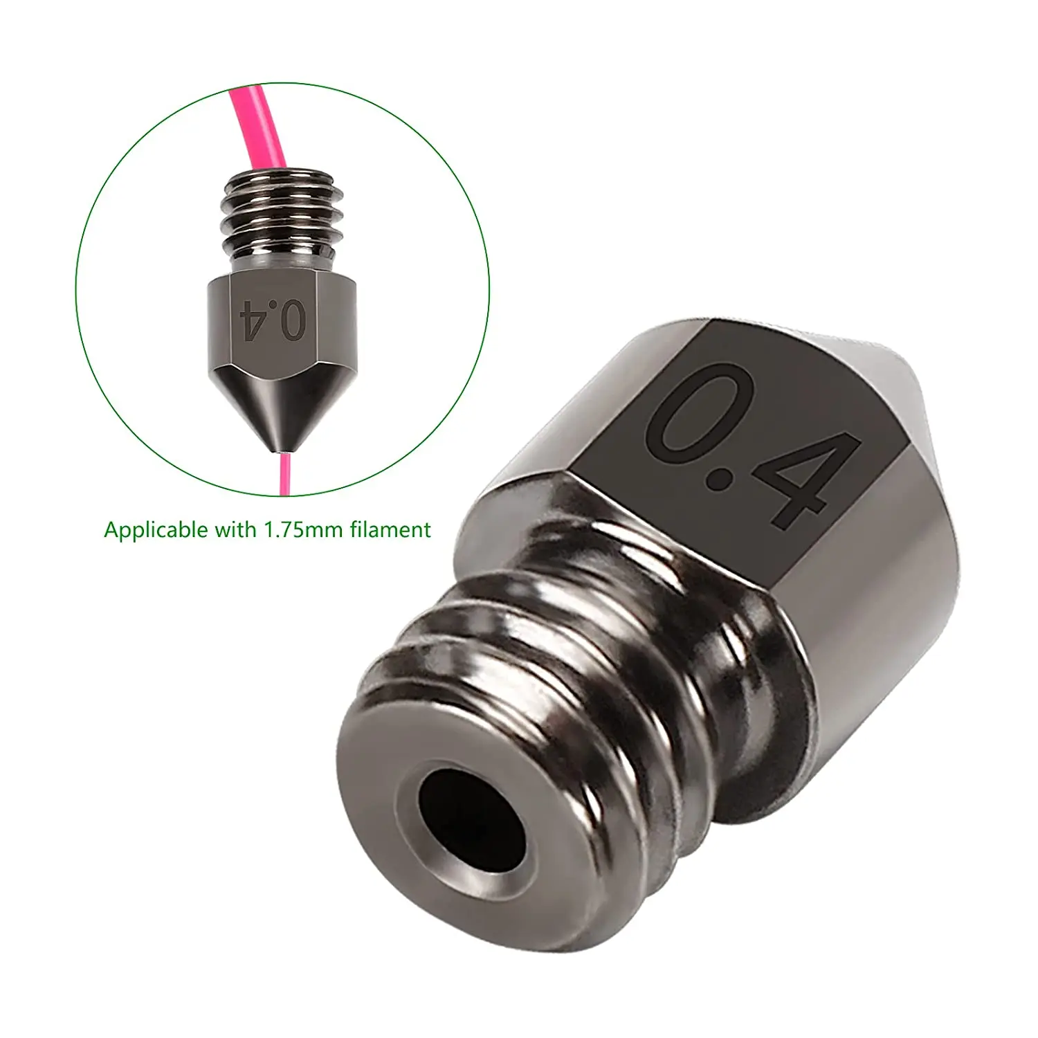 Creality Hardened Steel MK8 Nozzle for 3D Printers，Upgraded All Metal Nozzle for Ender 3 Ender-3 Pro S1 CR-10 Series
