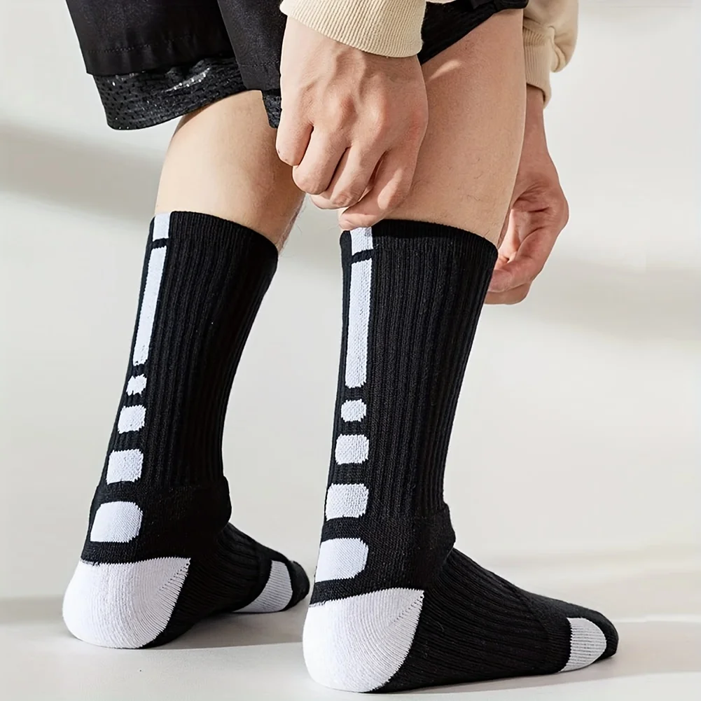 3Pairs Men Cotton Middle Tube Socks Soft Shock-Absorbing Breathable Sports Sock Comfortable High Quality Fashion Casual Male Sox