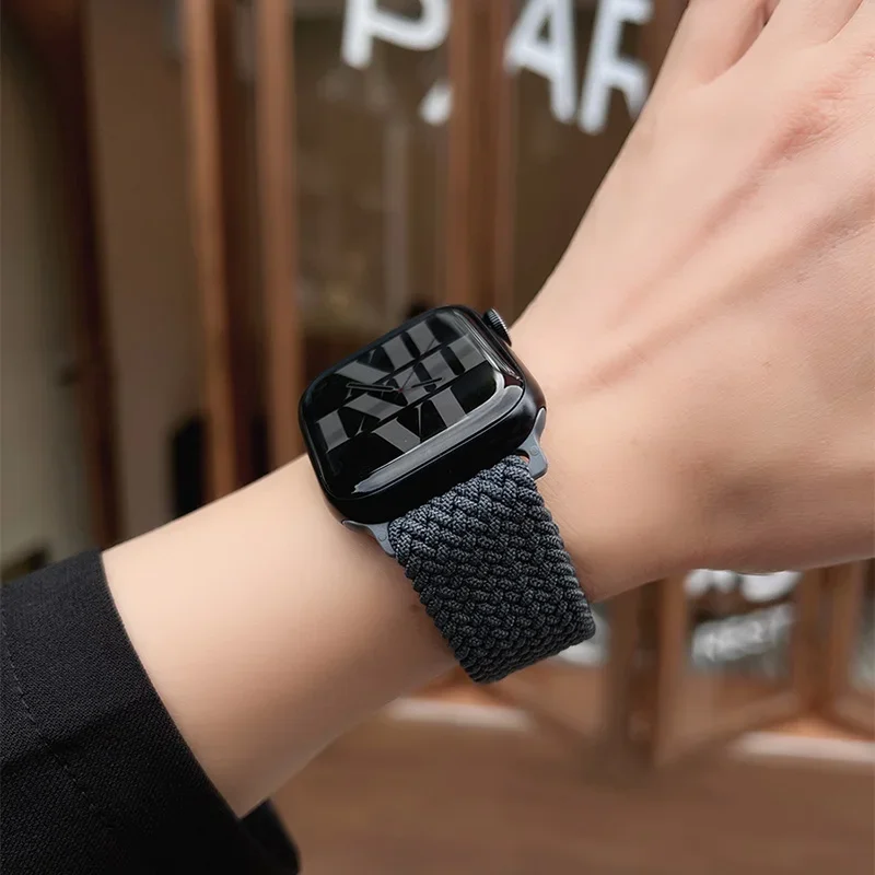 Braided Solo Loop For Apple watch Ultra band 40mm 44mm 41mm 38mm 49mm 45mm Elastic Nylon bracelet iWatch series 9 8 7 3 se strap