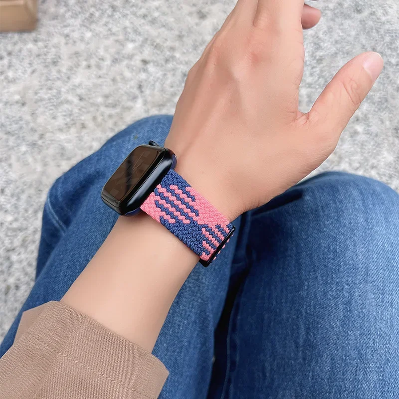 Braided Solo Loop For Apple watch Ultra band 40mm 44mm 41mm 38mm 49mm 45mm Elastic Nylon bracelet iWatch series 9 8 7 3 se strap