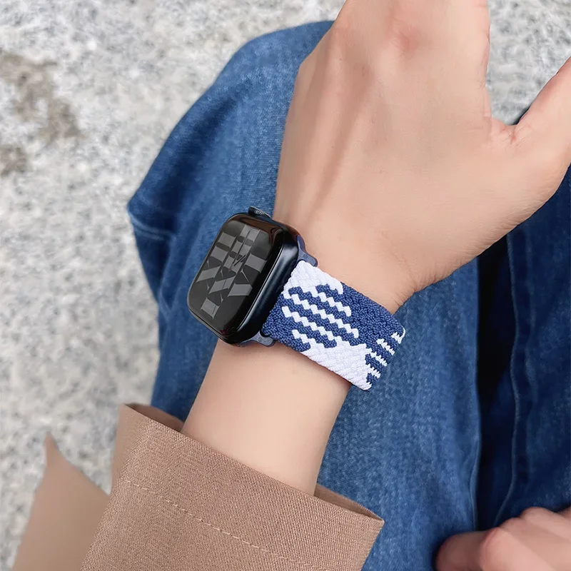 Braided Solo Loop For Apple watch Ultra band 40mm 44mm 41mm 38mm 49mm 45mm Elastic Nylon bracelet iWatch series 9 8 7 3 se strap