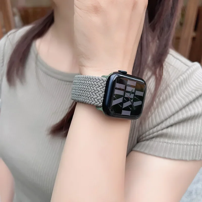 Braided Solo Loop For Apple watch Ultra band 40mm 44mm 41mm 38mm 49mm 45mm Elastic Nylon bracelet iWatch series 9 8 7 3 se strap