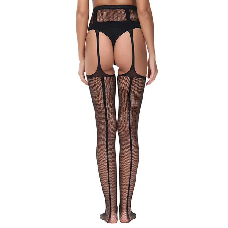 Plus Size 90-140kg Women's High Waist Sexy Fishnet Black Tight Exotic Fishnet Pantyhose Flame Halloween Patterned Nylons Stockin