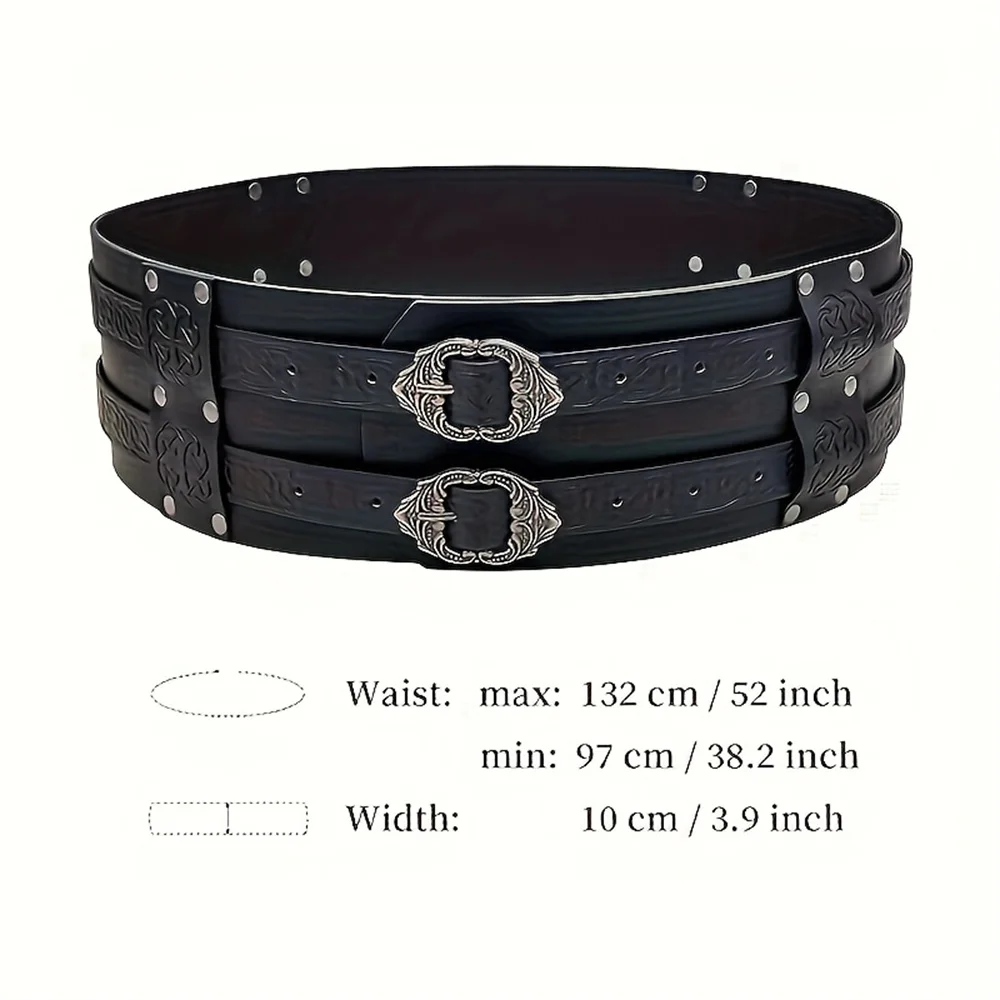 Medieval Viking Wide Belt Halloween Medieval Faux Leather Armor Belt Knight Cosplay Corset Belt LARP Costume