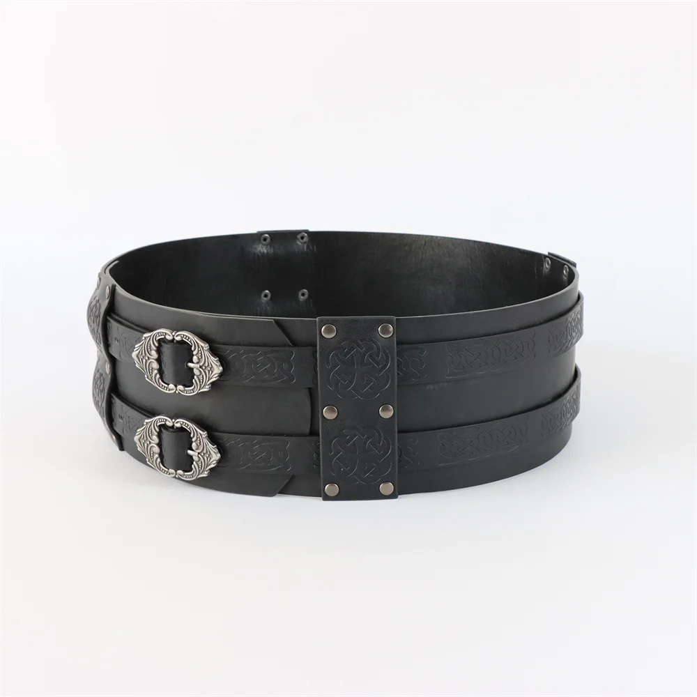 Medieval Viking Wide Belt Halloween Medieval Faux Leather Armor Belt Knight Cosplay Corset Belt LARP Costume