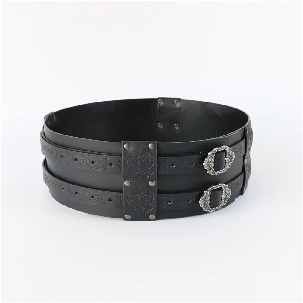 Medieval Viking Wide Belt Halloween Medieval Faux Leather Armor Belt Knight Cosplay Corset Belt LARP Costume