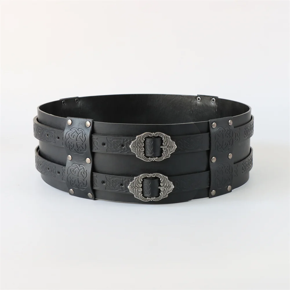 Medieval Viking Wide Belt Halloween Medieval Faux Leather Armor Belt Knight Cosplay Corset Belt LARP Costume
