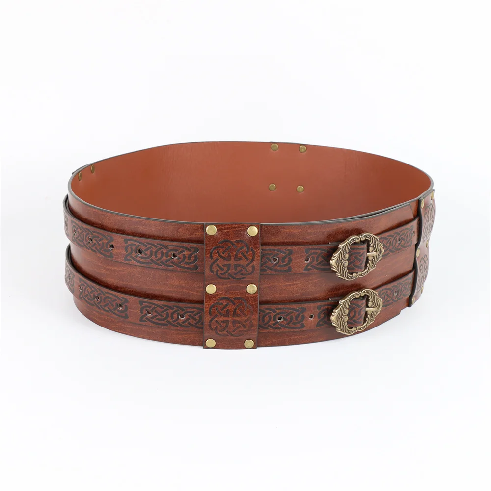 Medieval Viking Wide Belt Halloween Medieval Faux Leather Armor Belt Knight Cosplay Corset Belt LARP Costume