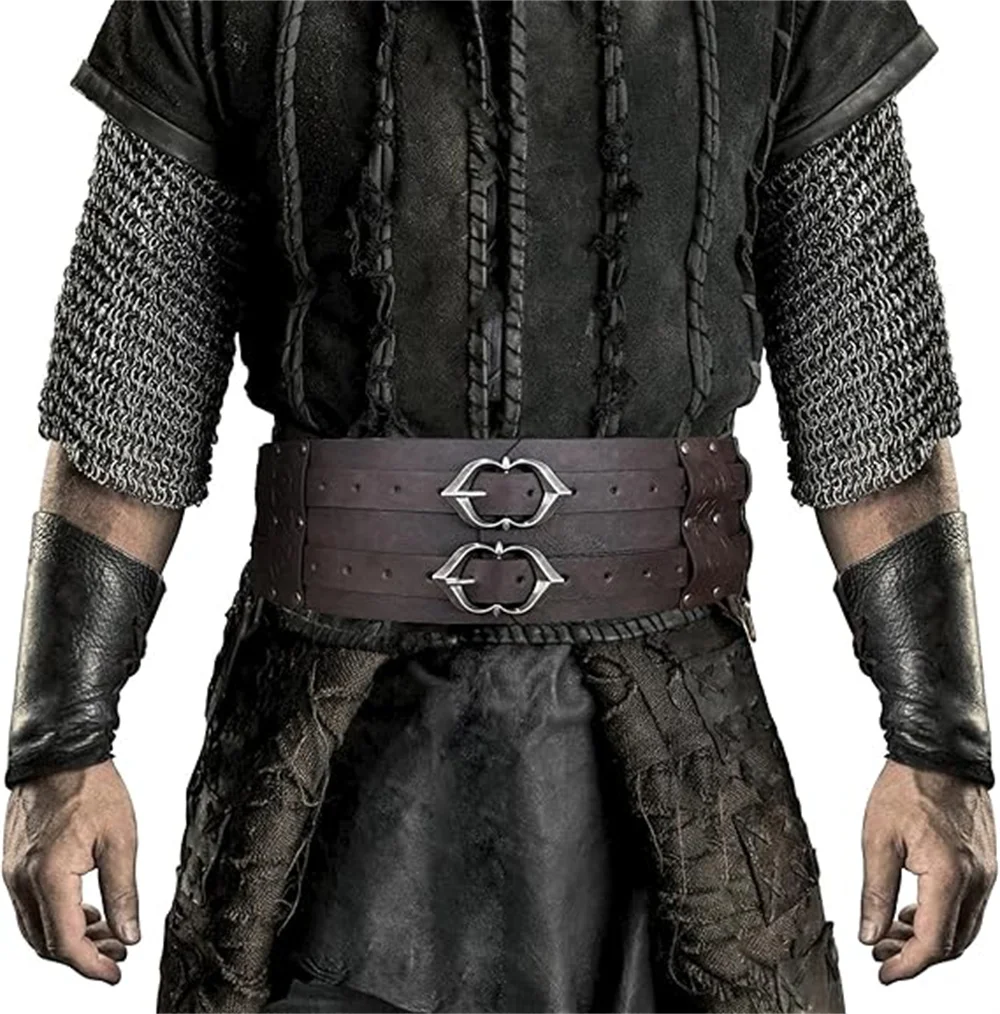 Medieval Viking Wide Belt Halloween Medieval Faux Leather Armor Belt Knight Cosplay Corset Belt LARP Costume