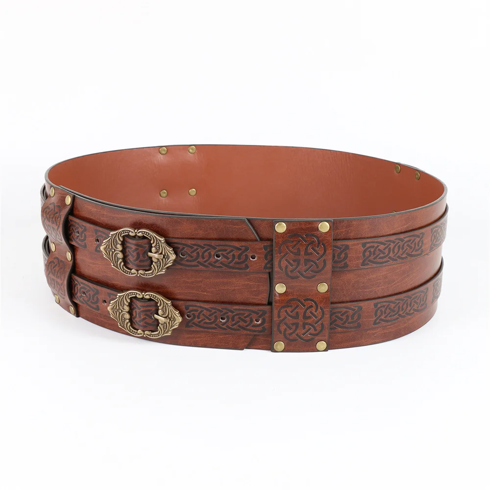 Medieval Viking Wide Belt Halloween Medieval Faux Leather Armor Belt Knight Cosplay Corset Belt LARP Costume