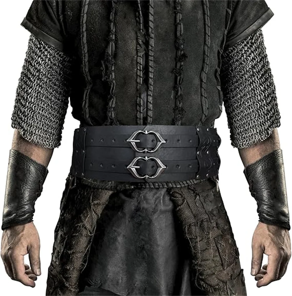 Medieval Viking Wide Belt Halloween Medieval Faux Leather Armor Belt Knight Cosplay Corset Belt LARP Costume