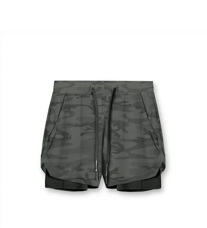 Mens Gyms Fitness 2 in 1 Quick Dry Shorts Summer Running Bodybuilding Jogging Casual Short Pants Workout Male Basketball Bottoms
