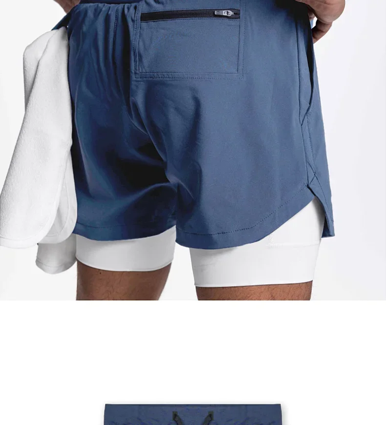 Mens Gyms Fitness 2 in 1 Quick Dry Shorts Summer Running Bodybuilding Jogging Casual Short Pants Workout Male Basketball Bottoms