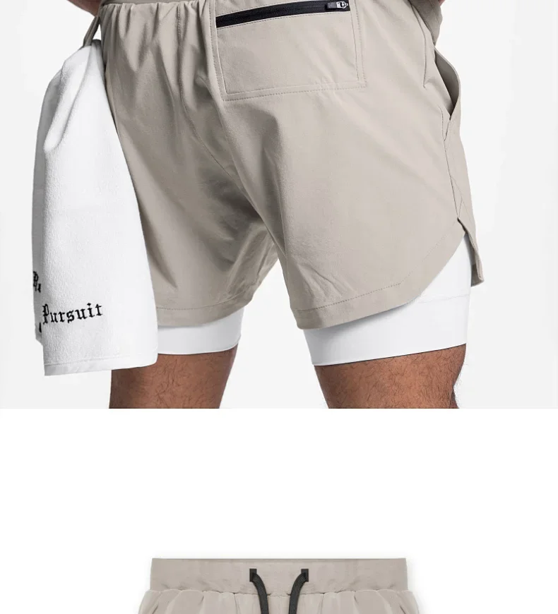 Mens Gyms Fitness 2 in 1 Quick Dry Shorts Summer Running Bodybuilding Jogging Casual Short Pants Workout Male Basketball Bottoms