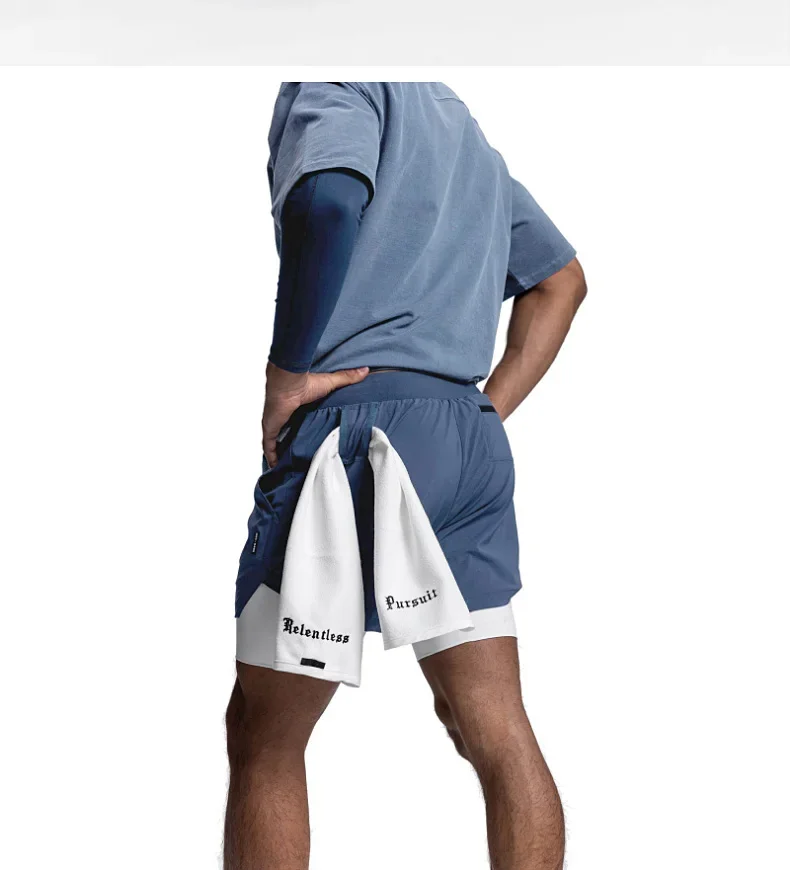 Mens Gyms Fitness 2 in 1 Quick Dry Shorts Summer Running Bodybuilding Jogging Casual Short Pants Workout Male Basketball Bottoms