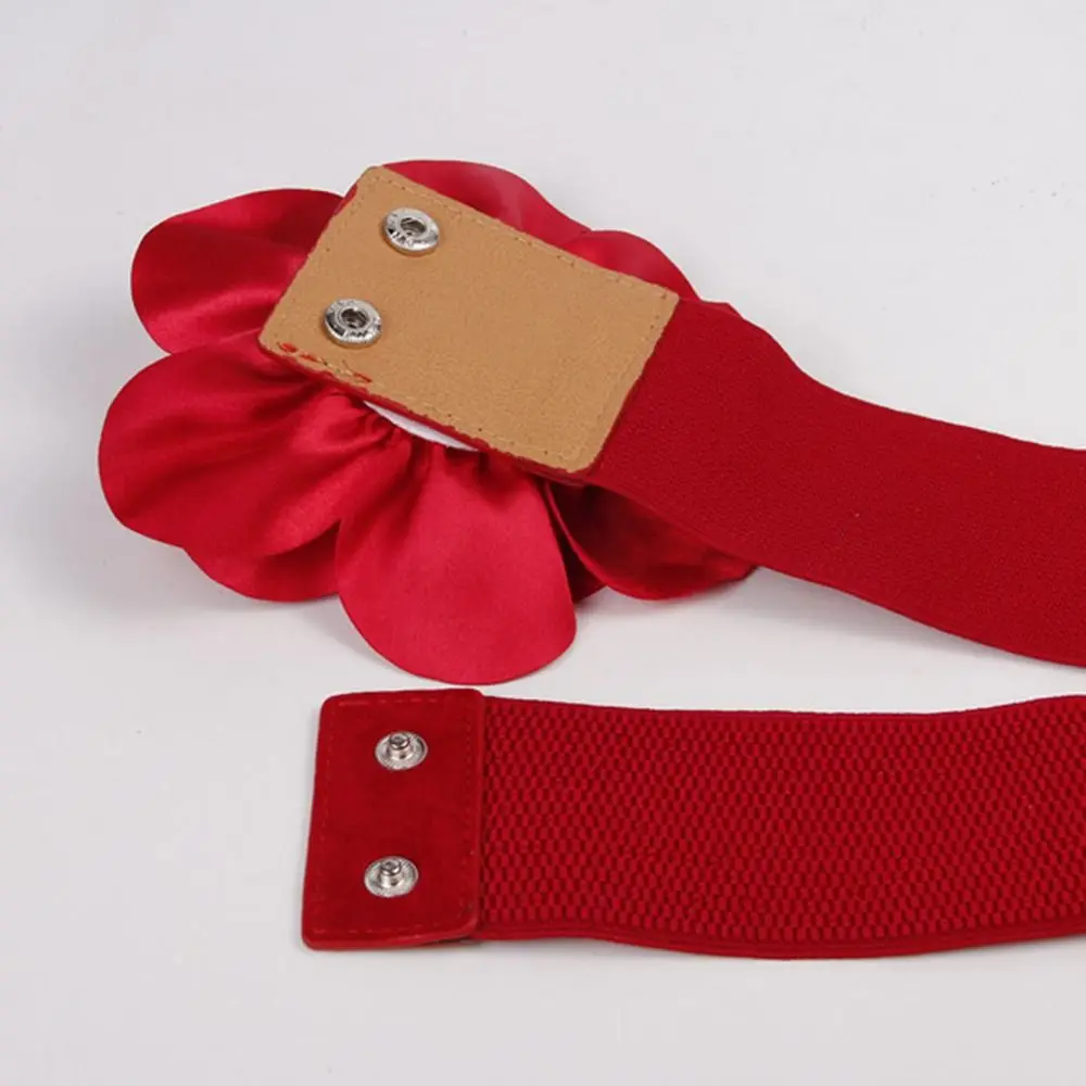 Ladies Large Flowers Wide Belt Dress Tight Elastic Cummerbund Spring Summer Waistband Fashion Party Waist Belts