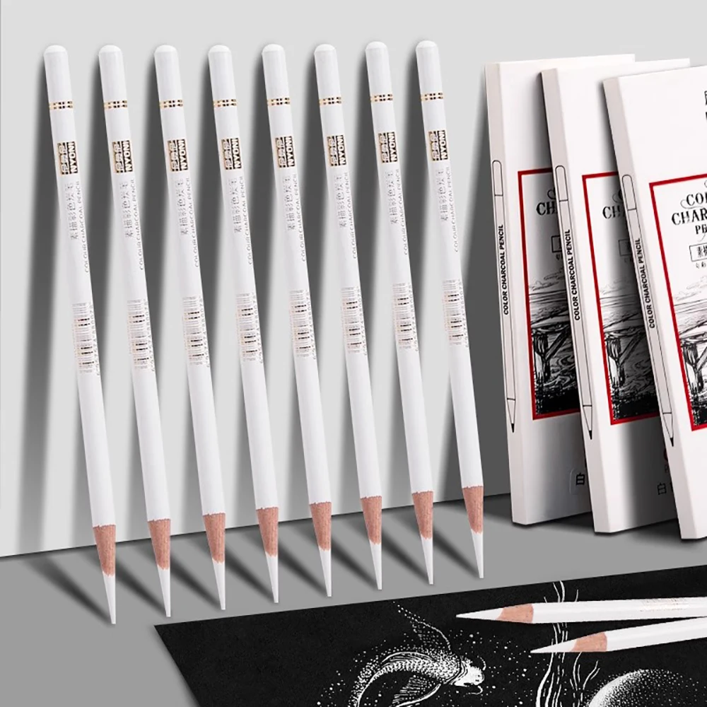 Professional Drawing Sketching Pencils 1/3/4/5/8PCS Sets White/Brown Hand-Painted Art Carbon Pen for Beginners Artists Supplies