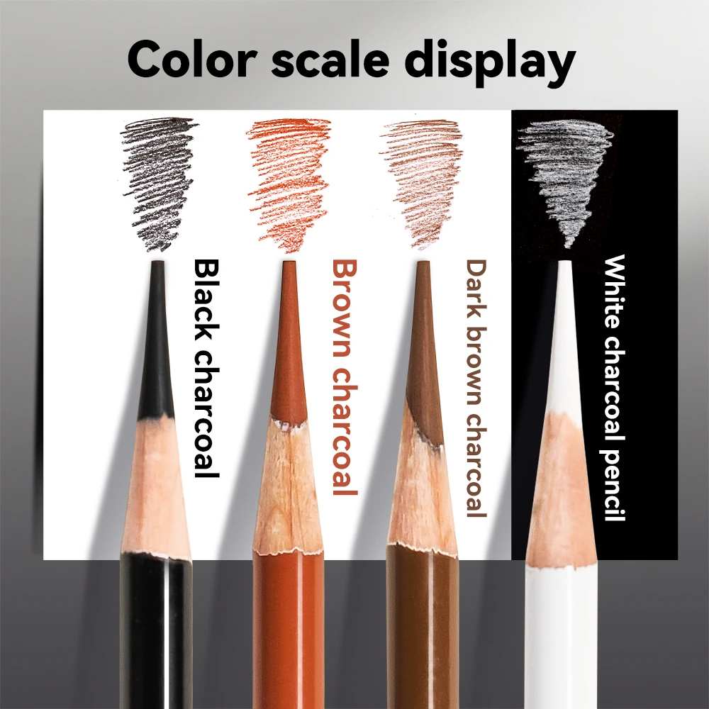 Professional Drawing Sketching Pencils 1/3/4/5/8PCS Sets White/Brown Hand-Painted Art Carbon Pen for Beginners Artists Supplies
