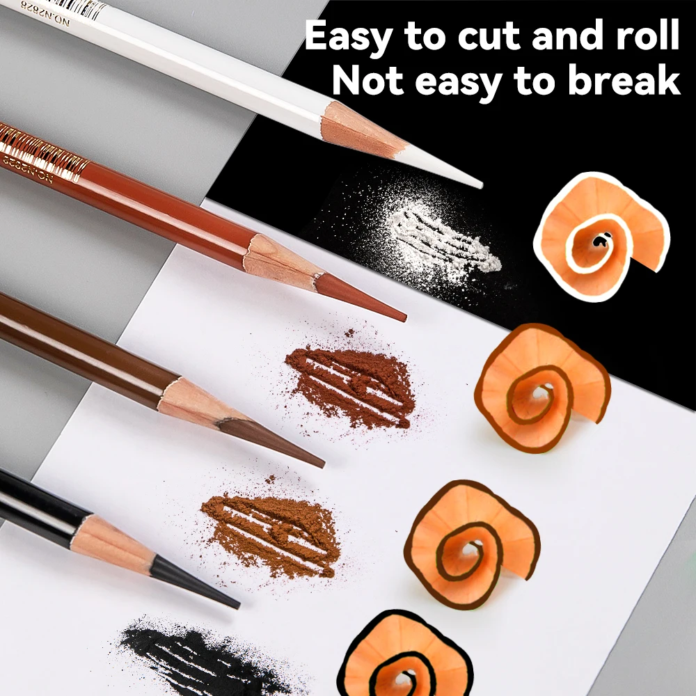 Professional Drawing Sketching Pencils 1/3/4/5/8PCS Sets White/Brown Hand-Painted Art Carbon Pen for Beginners Artists Supplies