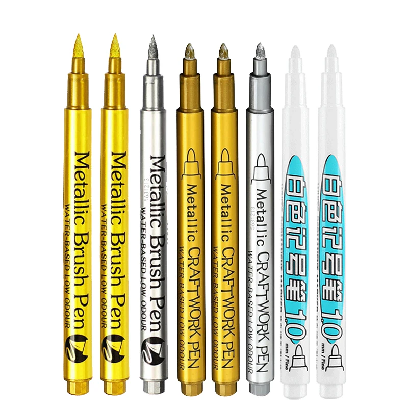 GN 6Pcs Metallic Marker Pens Permanent Gold Silver Paint Markers for Art Rock Painting,DIY Photo Album, Crafts,Ceramics, Metal