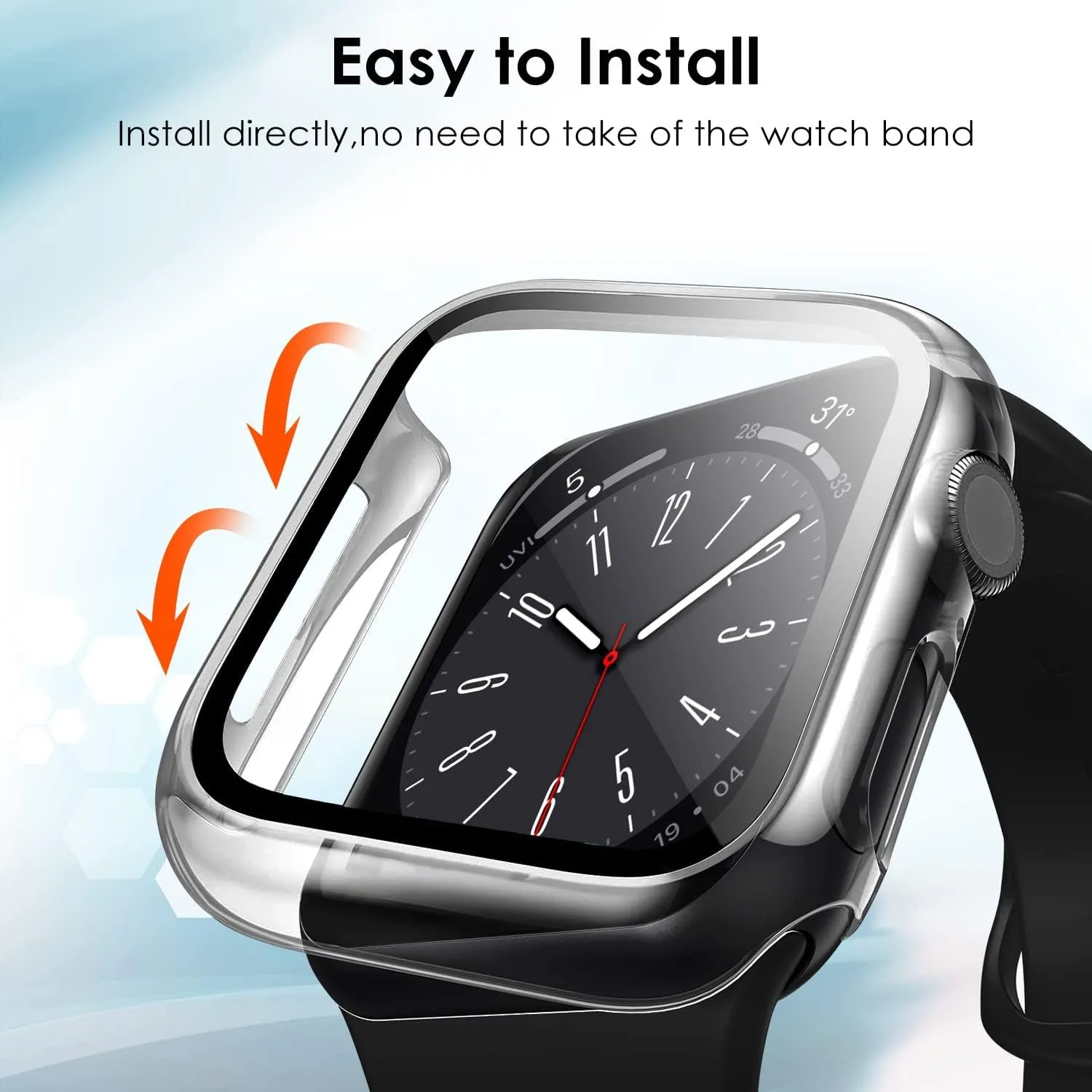 Tempered Glass+Case for Apple Watch 46mm 44mm 45mm 41mm 40mm 42mm Screen Protector for iWatch Series 10 9 8 7 6 SE 5 Accessories
