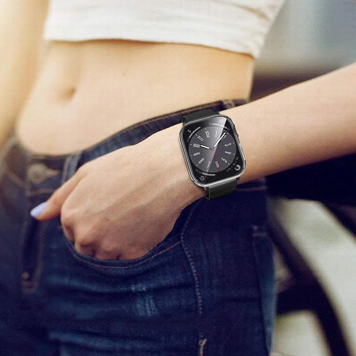 Tempered Glass+Case for Apple Watch 46mm 44mm 45mm 41mm 40mm 42mm Screen Protector for iWatch Series 10 9 8 7 6 SE 5 Accessories