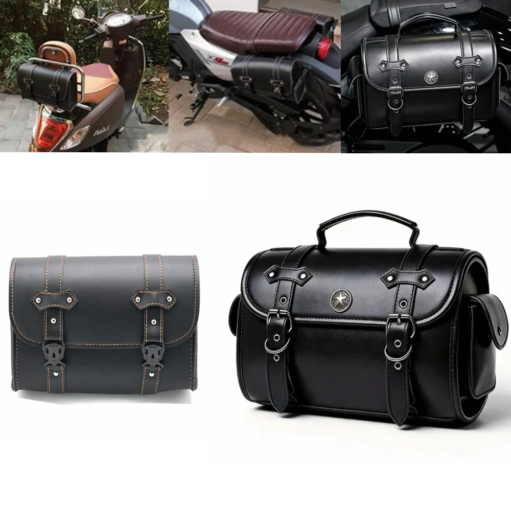 Motorcycle Bag Saddlebags PU Leather Front Fork Tail Saddle Bag Luggage For Harley Chopper Bobber Cruiser Sportster XL 883 1200