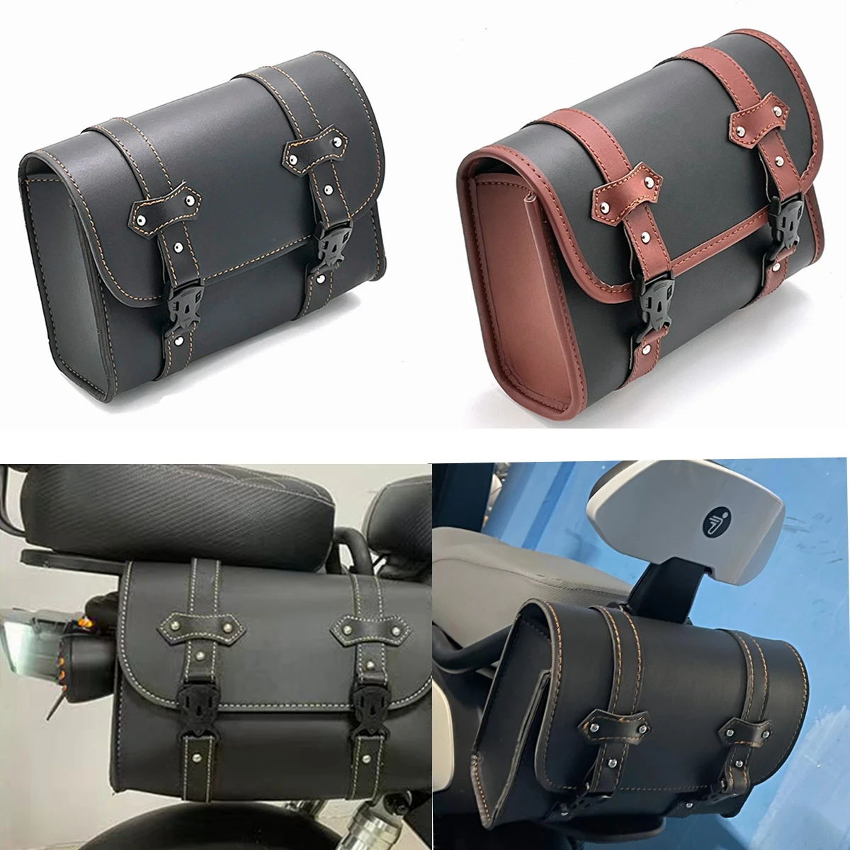 Motorcycle Bag Saddlebags PU Leather Front Fork Tail Saddle Bag Luggage For Harley Chopper Bobber Cruiser Sportster XL 883 1200