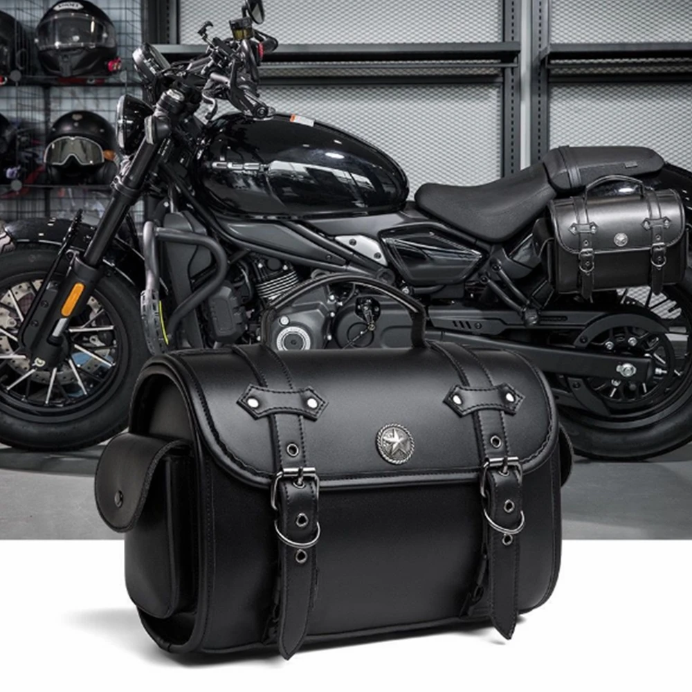 Motorcycle Bag Saddlebags PU Leather Front Fork Tail Saddle Bag Luggage For Harley Chopper Bobber Cruiser Sportster XL 883 1200