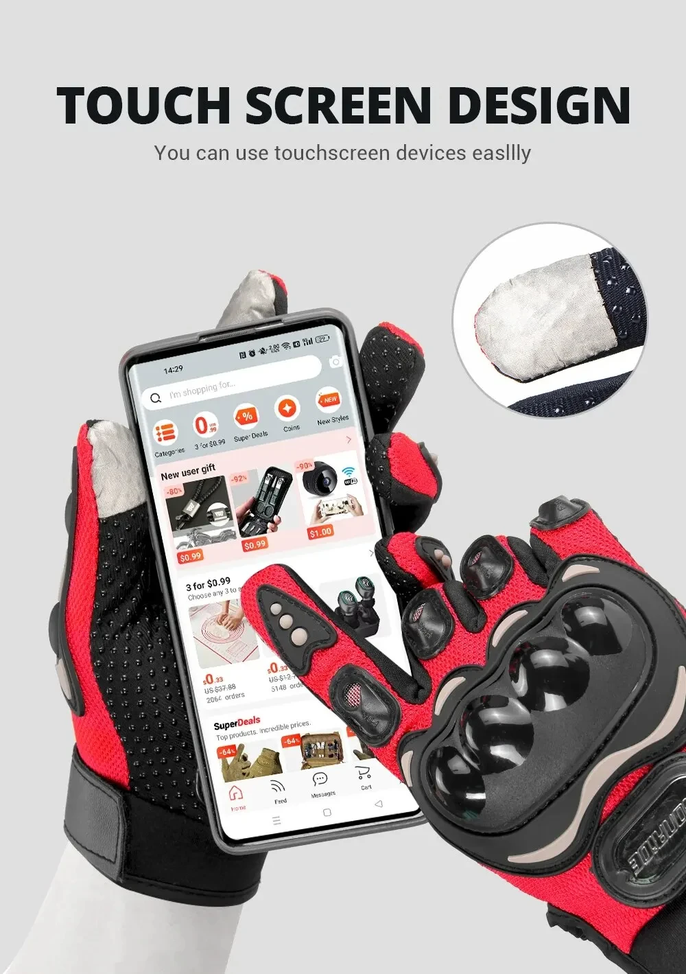 New Motorcycle Glove Breathable Bicycle Motorcycle Full Finger Guantes Motocross Motorbike Breath Mesh Touch Screen Racing Glove