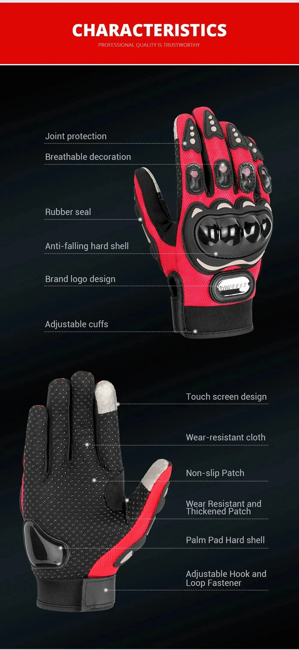 New Motorcycle Glove Breathable Bicycle Motorcycle Full Finger Guantes Motocross Motorbike Breath Mesh Touch Screen Racing Glove