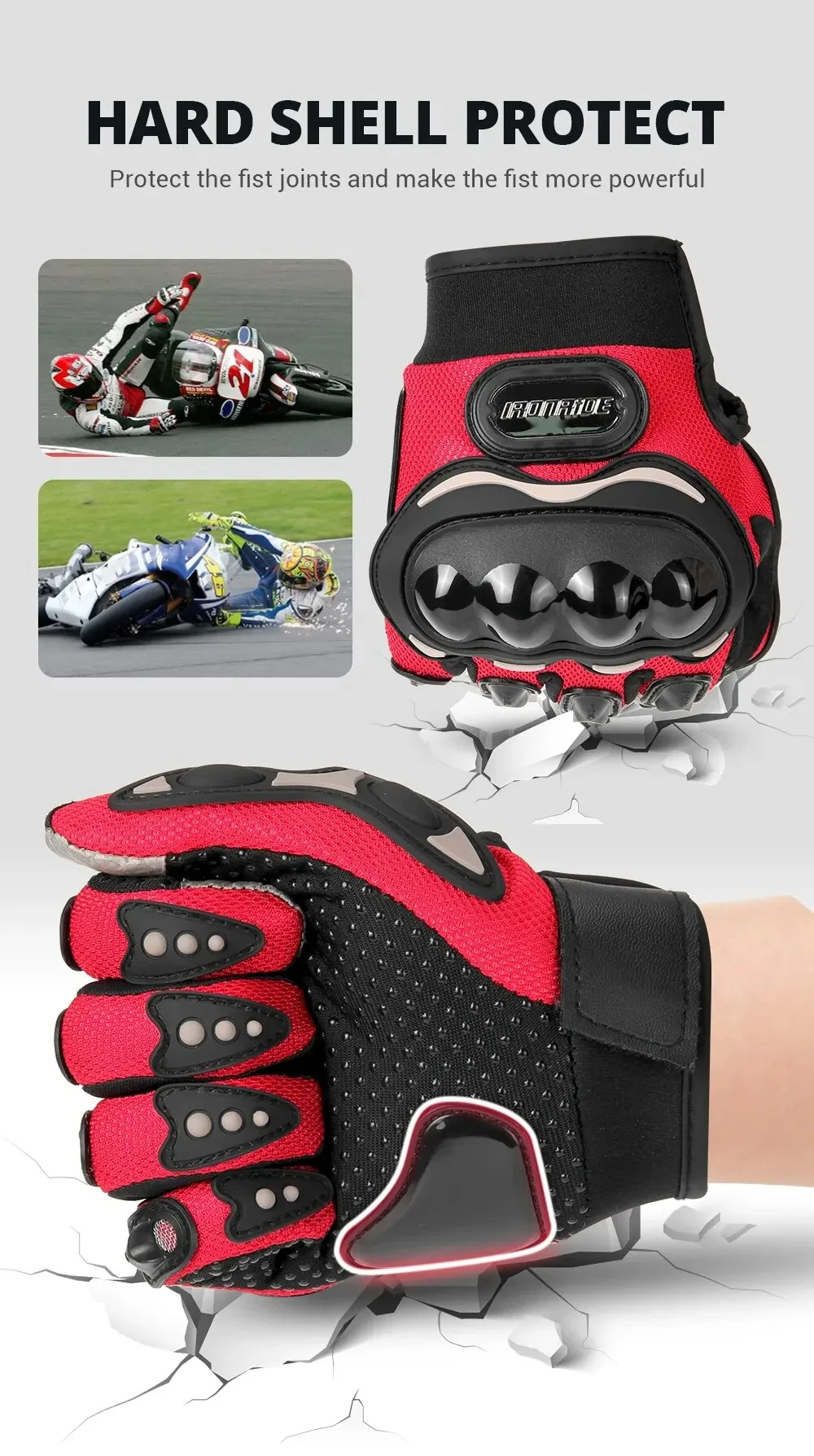 New Motorcycle Glove Breathable Bicycle Motorcycle Full Finger Guantes Motocross Motorbike Breath Mesh Touch Screen Racing Glove