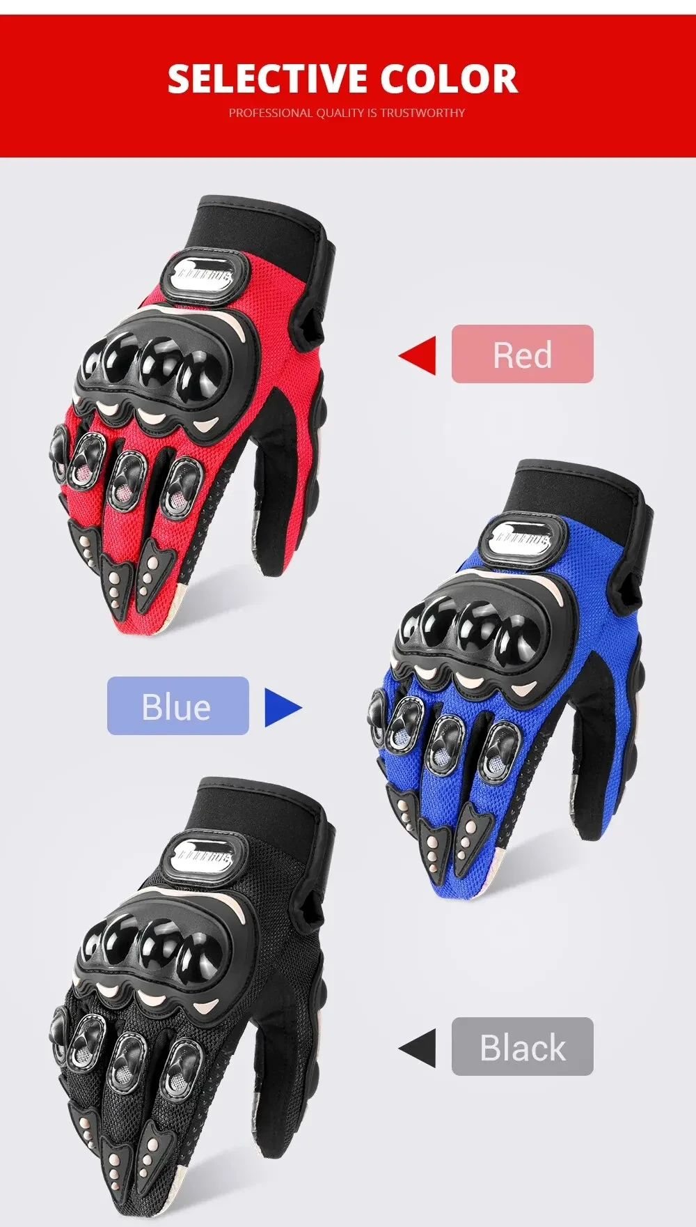 New Motorcycle Glove Breathable Bicycle Motorcycle Full Finger Guantes Motocross Motorbike Breath Mesh Touch Screen Racing Glove