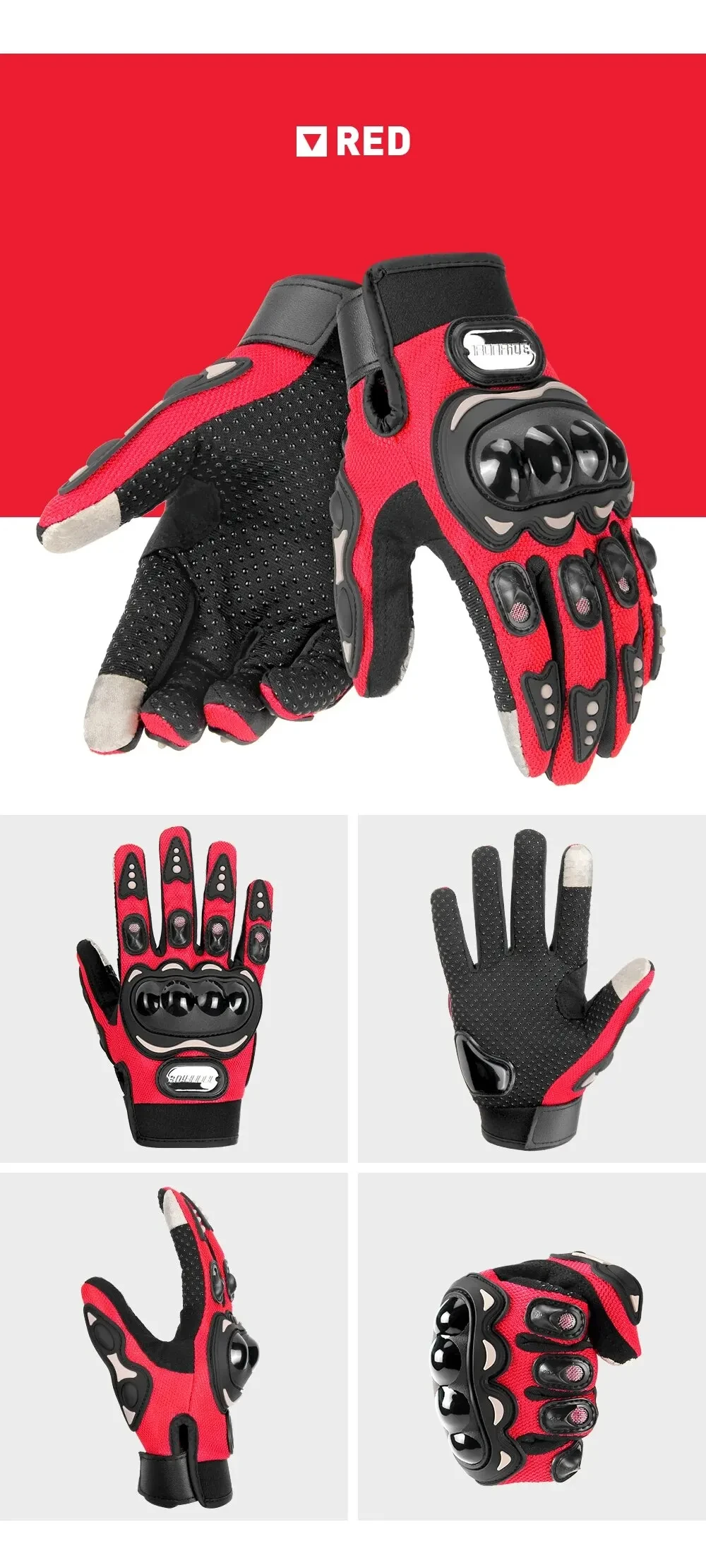 New Motorcycle Glove Breathable Bicycle Motorcycle Full Finger Guantes Motocross Motorbike Breath Mesh Touch Screen Racing Glove