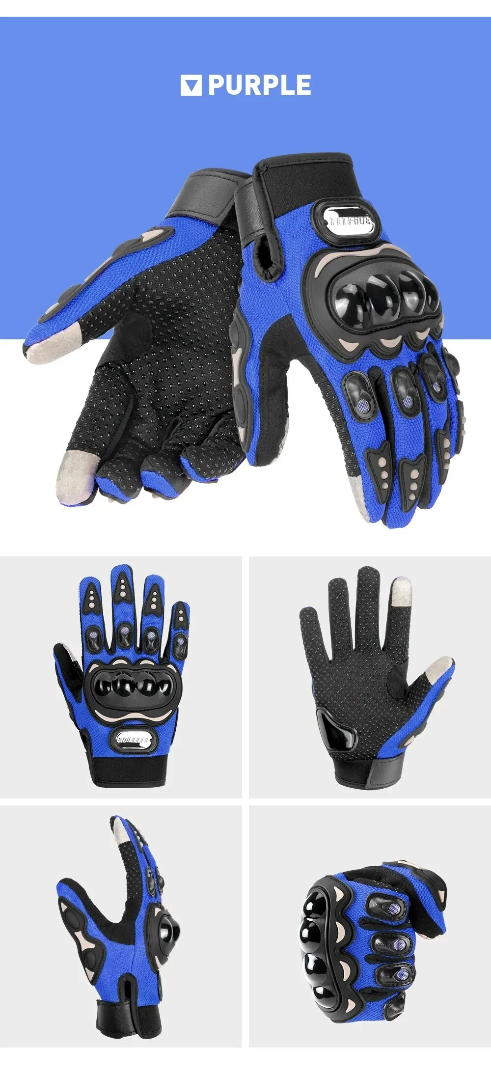 New Motorcycle Glove Breathable Bicycle Motorcycle Full Finger Guantes Motocross Motorbike Breath Mesh Touch Screen Racing Glove