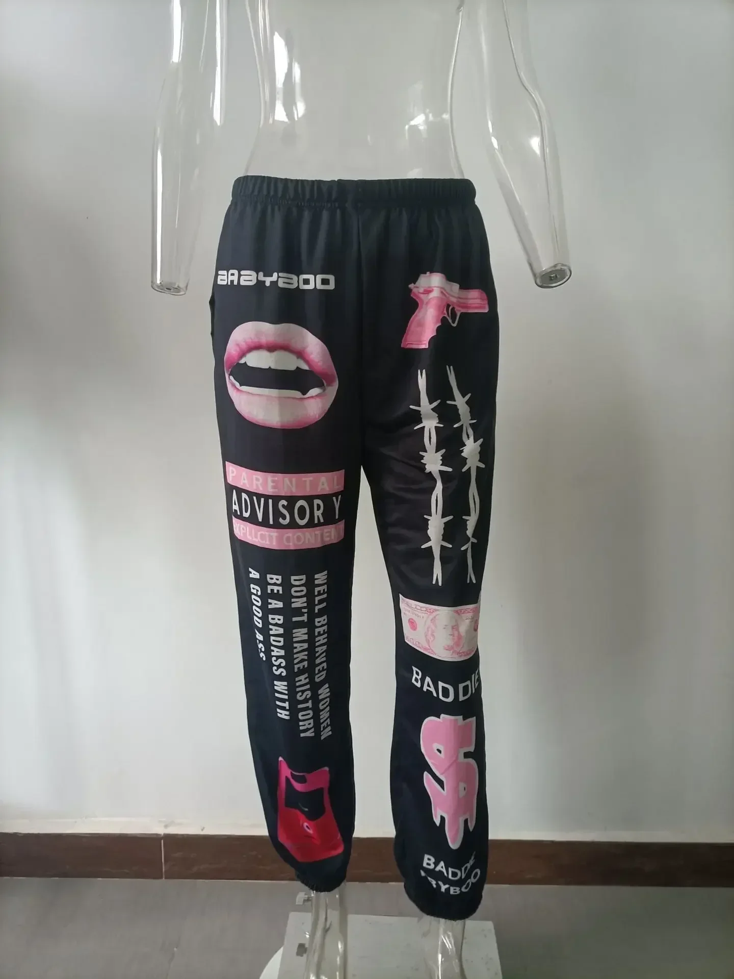 Summer New Printed Fashion Elastic Waist Sports Casual Harlan Pants for Women