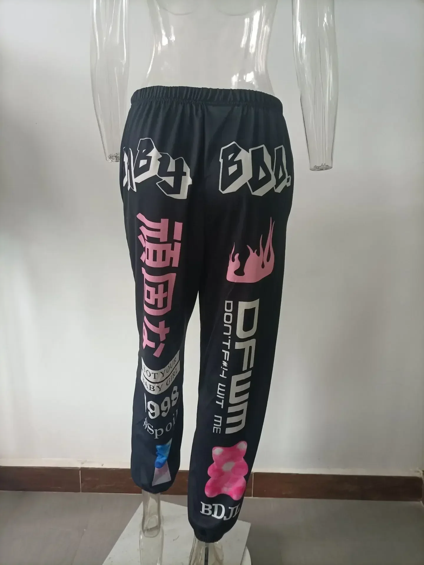 Summer New Printed Fashion Elastic Waist Sports Casual Harlan Pants for Women