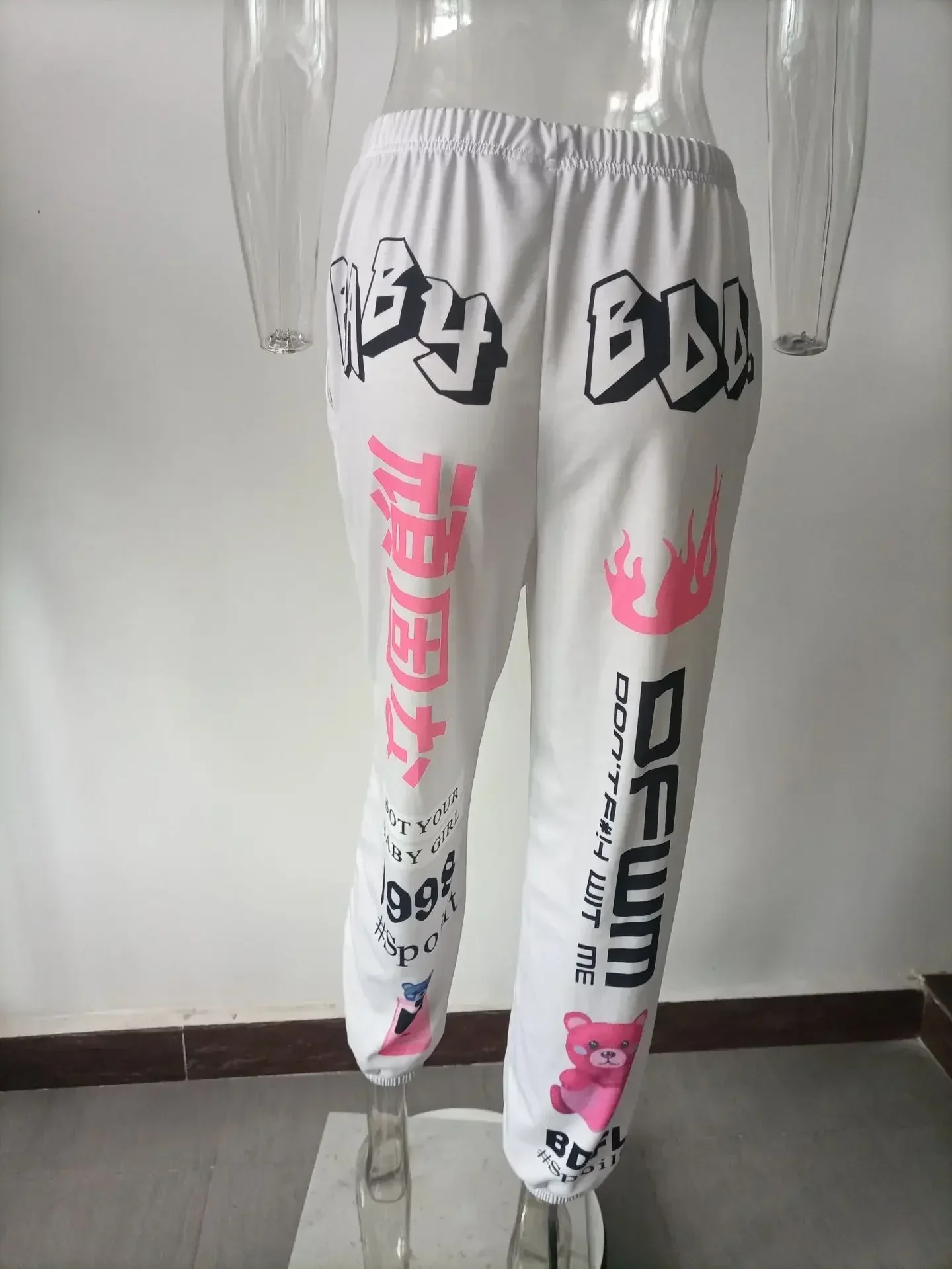 Summer New Printed Fashion Elastic Waist Sports Casual Harlan Pants for Women