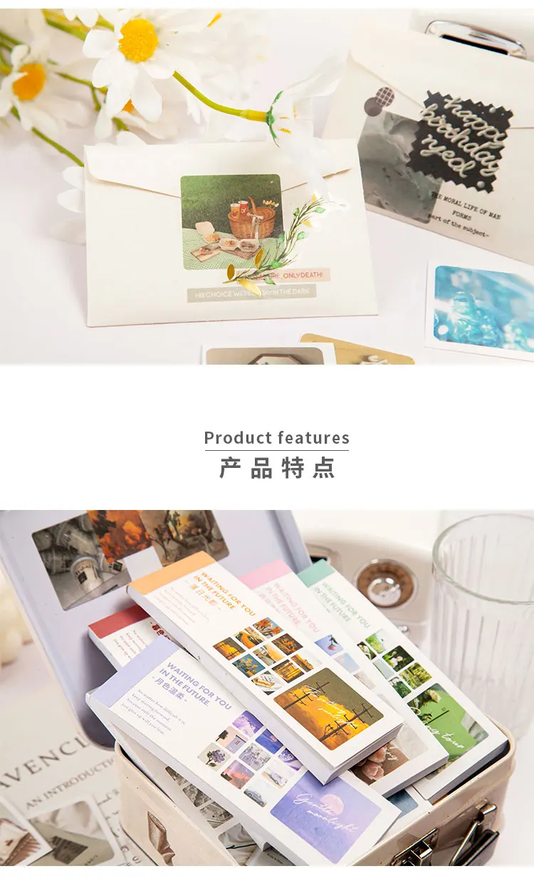 Yoofun 30pcs Aesthetic Stickers Book for Scrapbooking Album Diary Label Material Flower Decorative Paper DIY Cute Stationery