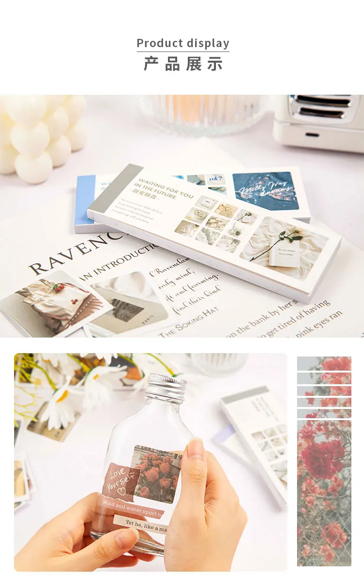 Yoofun 30pcs Aesthetic Stickers Book for Scrapbooking Album Diary Label Material Flower Decorative Paper DIY Cute Stationery