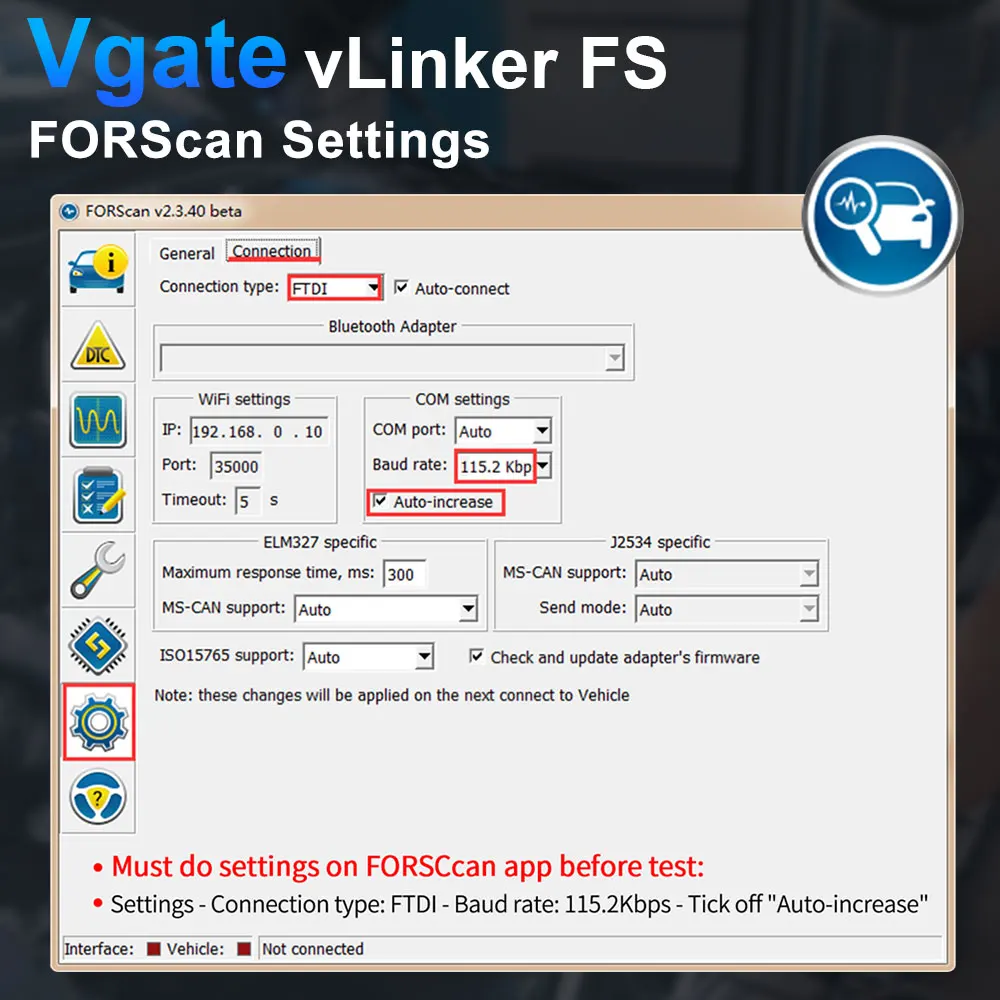 Vgate VLinker FS USB ELM327 For Ford FORScan For Mazda HS MS CAN ELM327 OBD2 Car Diagnostic Scanner Interface Tools OBDII