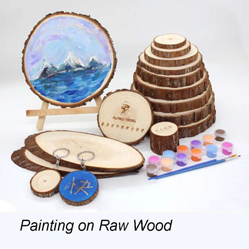 3-16CM Thick Natural Pine Round Unfinished Wood Slices Circles With Tree Bark Log Discs DIY Crafts Wedding Party Painting 1-10pc