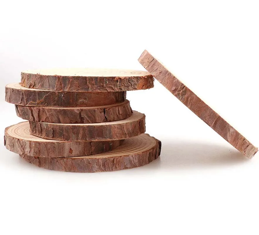 3-16CM Thick Natural Pine Round Unfinished Wood Slices Circles With Tree Bark Log Discs DIY Crafts Wedding Party Painting 1-10pc