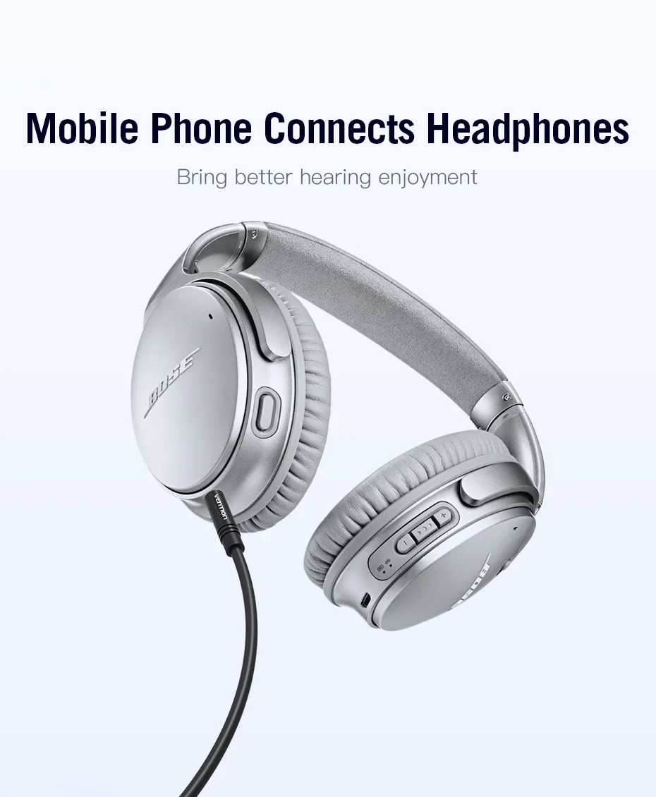 Vention 2.5mm to 3.5mm Audio Cable Aux Adapter Jack 3.5 to 2.5 Male Cable For Headphones Speaker SmartPhone Car Connector Cord