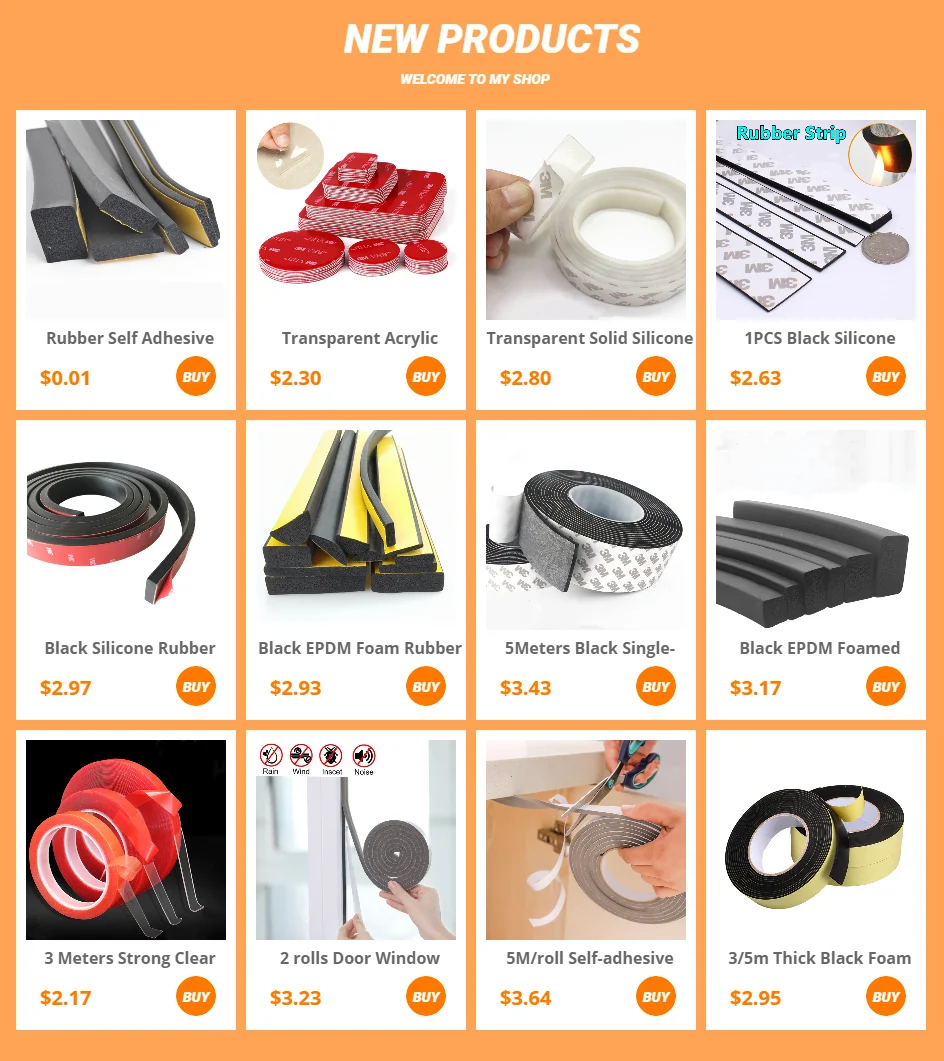 Rubber Self Adhesive Sponge Seal Strip Width10-30mm Thick 2-20mm Single Sided Adhesive EVA Black Foam Anti-collision Seal Gasket