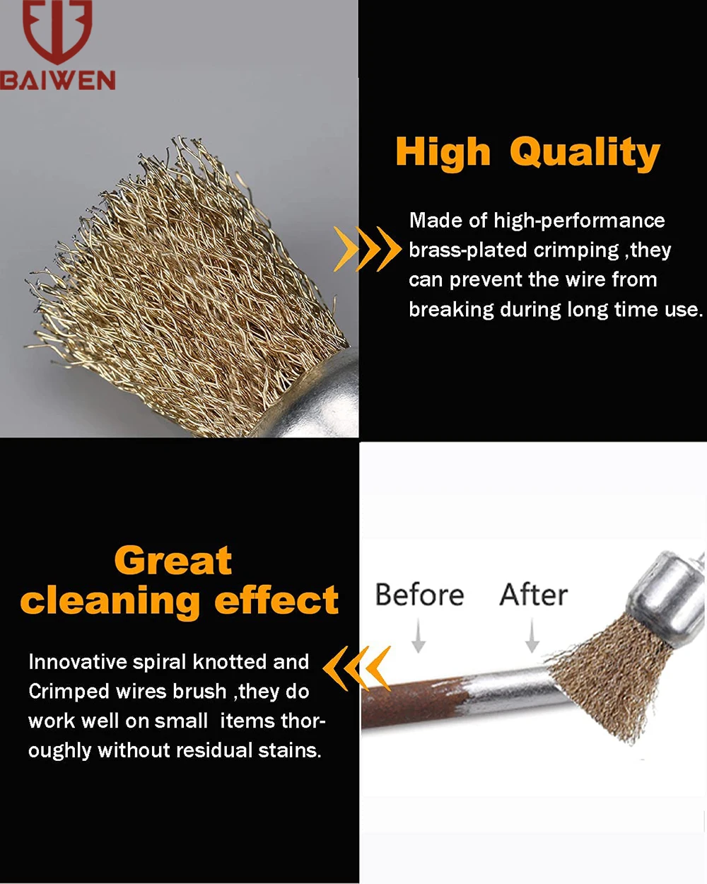 10/16/25mm Copper Plated Steel Wire Wheels Brushes Drill Rotary Tools Engraver Grinder Polishing Metal Rust Removal Brush Set