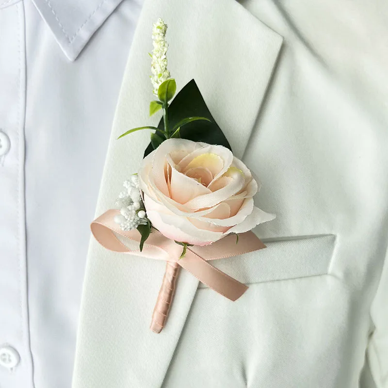 Bride Bouquet Wedding Accessories Silk Roses Artificial Flowers Bridesmaid Bouquet Groom Boutonniere Corsage Wedding Party Decor